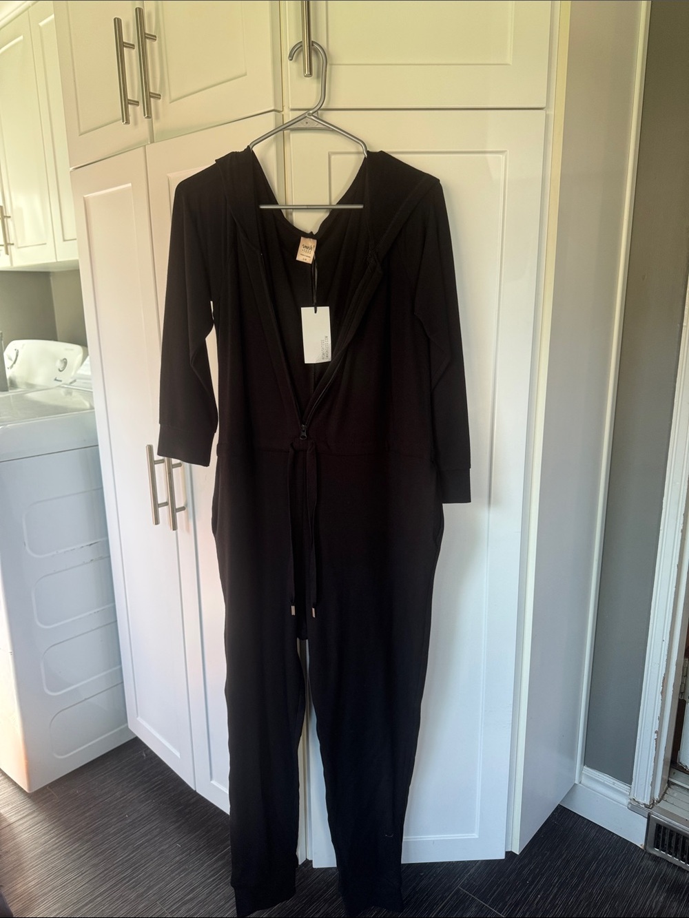 Smash + Tess Black Hooded Zip-Front Jumpsuit